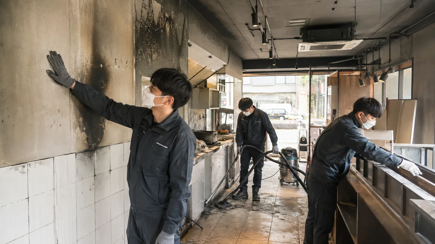 강남구 화재청소 작업 범위를 확인하는 현장